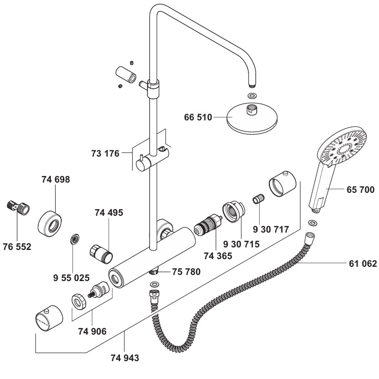 Kludi Dual Shower System schemat części zamiennych 6609505-00